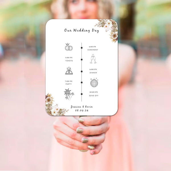 Beach Wedding Program Fans with Flowers and Foliage - Hibrides