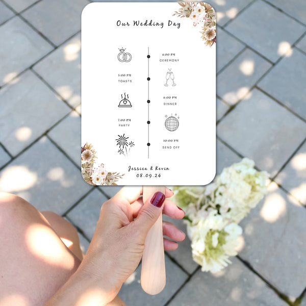 Beach Wedding Program Fans with Flowers and Foliage - Hibrides