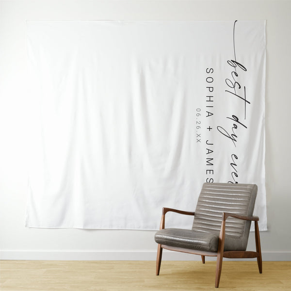 Best Day Ever Wedding Backdrop, Modern Minimalist Backdrop Tapestry Outdoor Wedding Ceremony Decorations