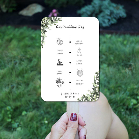 Botanical Wedding Program Fans with Foliage Designs - Hibrides