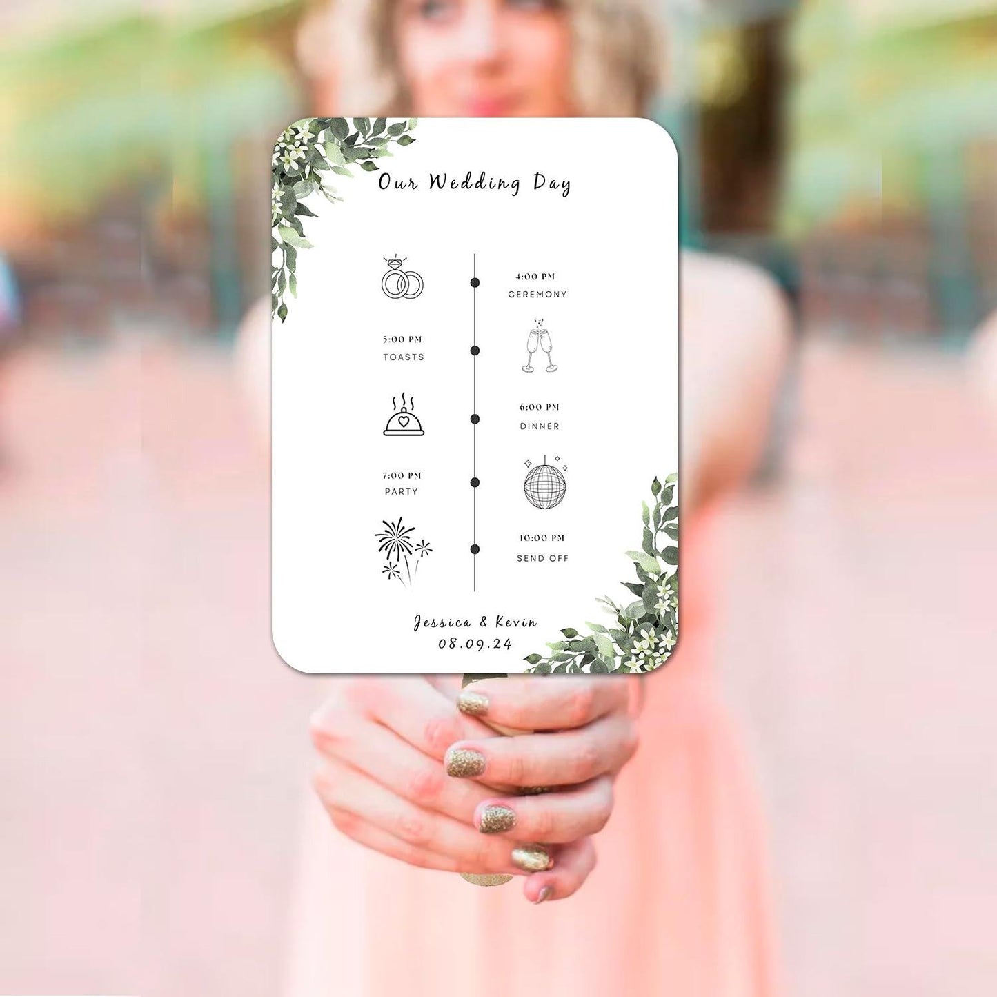 Botanical Wedding Program Fans with Foliage Designs - Hibrides