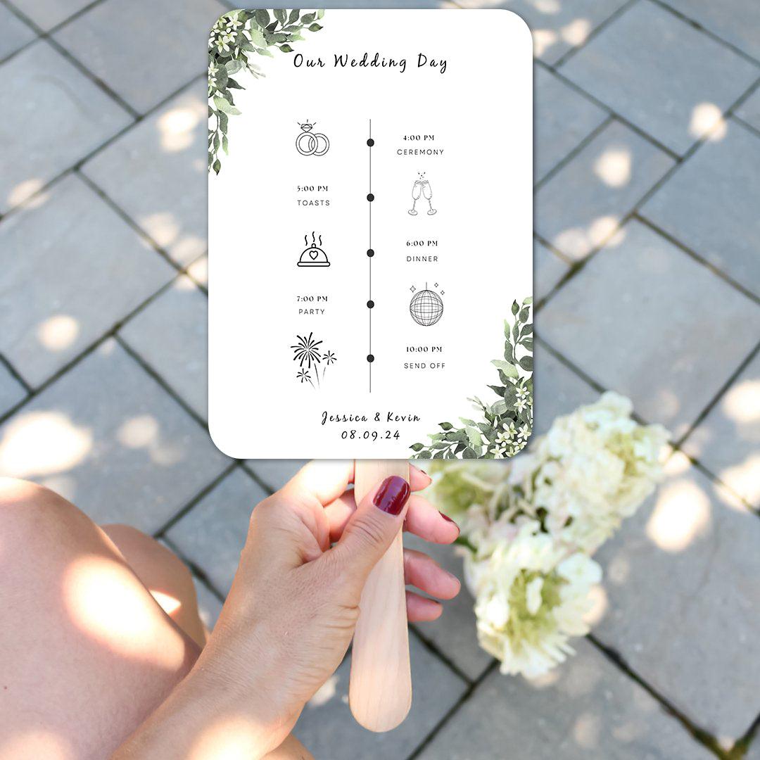 Botanical Wedding Program Fans with Foliage Designs - Hibrides
