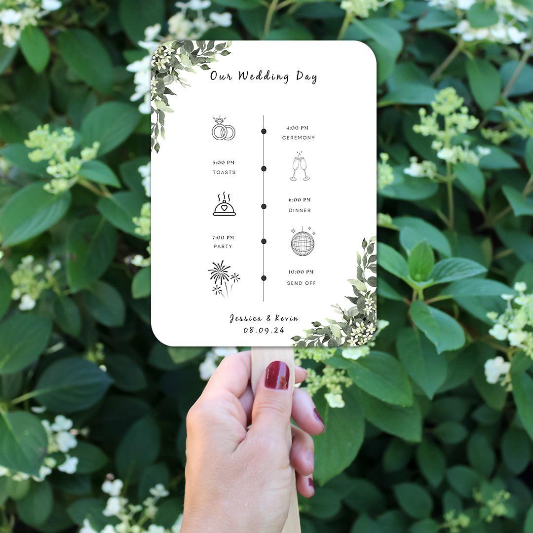 Botanical Wedding Program Fans with Foliage Designs - Hibrides