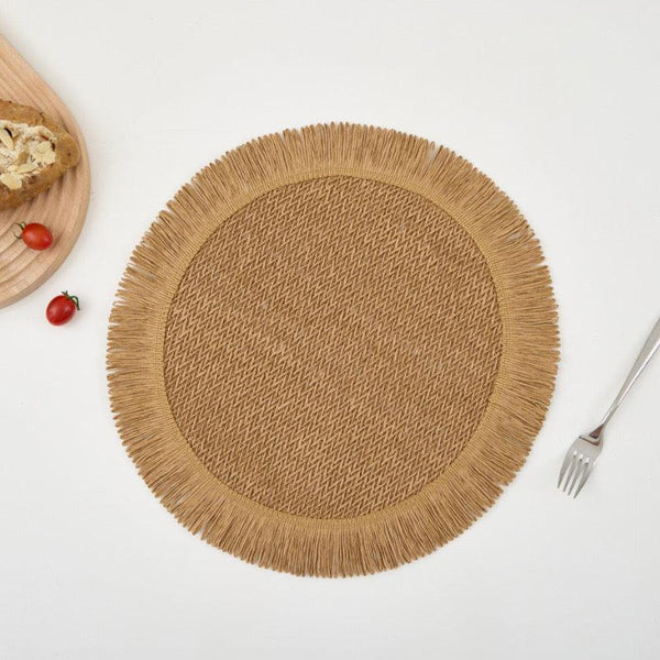 Burlap Round Braided Placemats Set of 12 for Dining Tables 15 Inch Heat Resistant Jute Table Mats for Wedding, Holiday