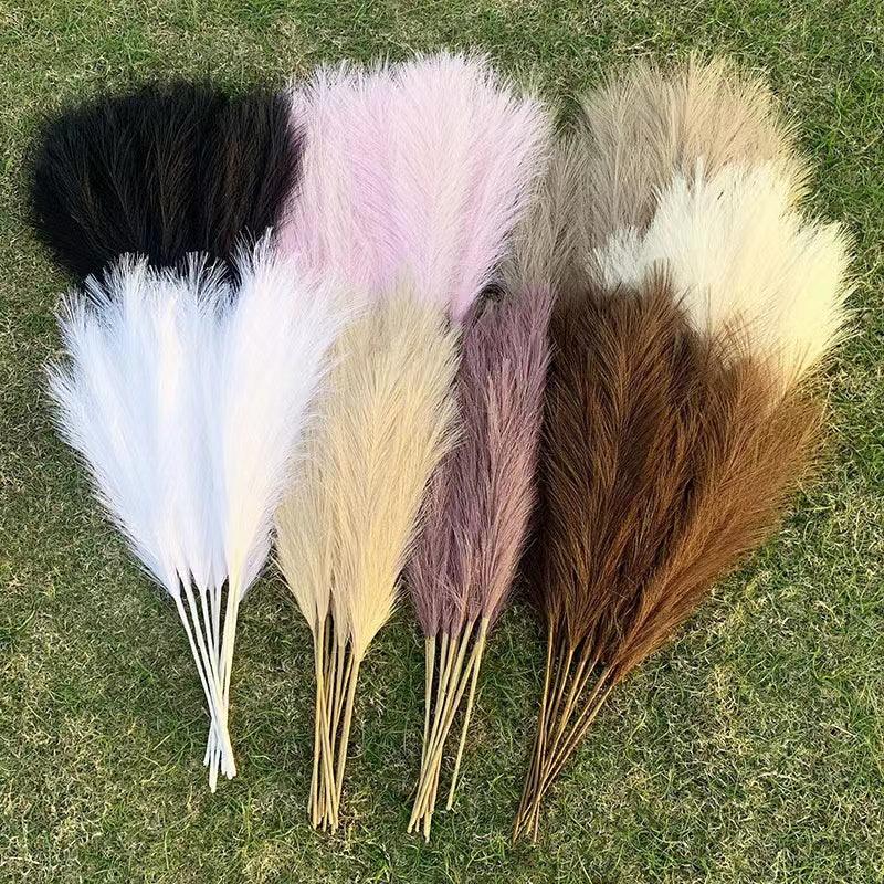 10pcs Artificial Pampas Grass Fake Plant Simulation Reed Flower Bouquet DIY Wedding Decoration, Home Decor - Hibrides