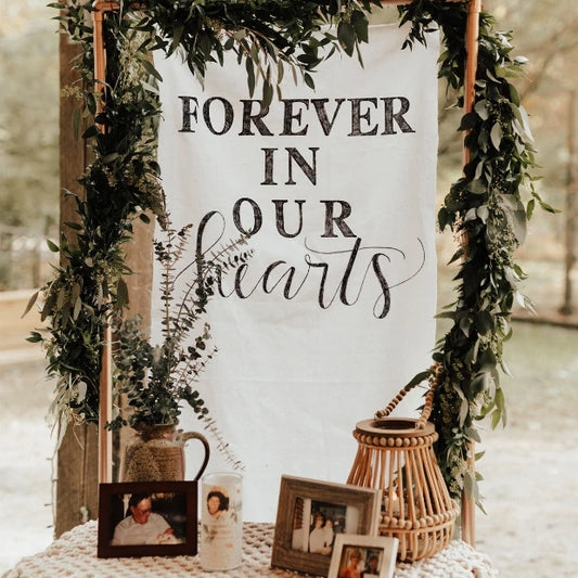 Forever In Our Hearts Memorial Sign, Outdoor Wedding Ceremony Decorations Backdrop