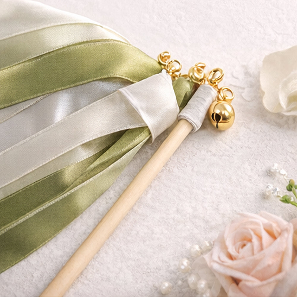 Handmade Elegant Wedding Ribbon Wands with Bells - Fully Customizable