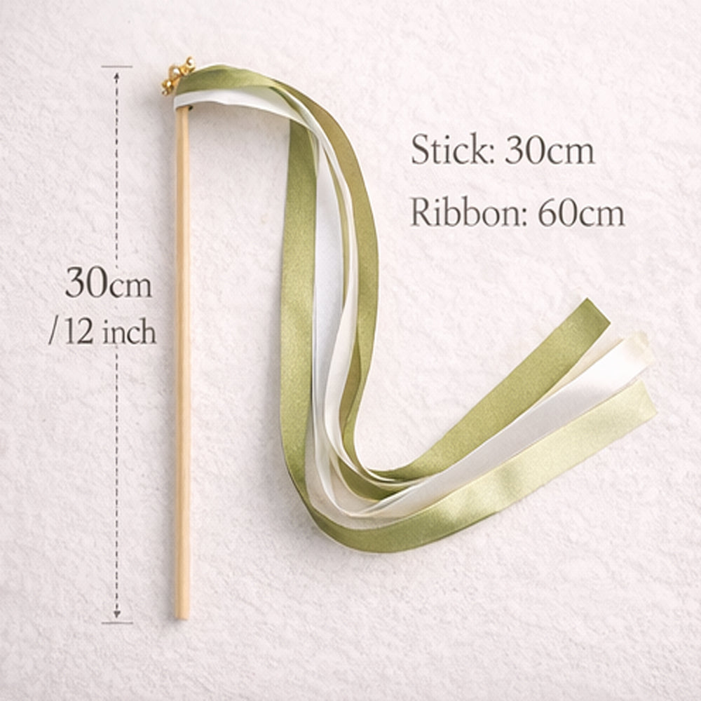 Handmade Ivory Ribbon Wands with Gold Bells for Wedding Send-Off