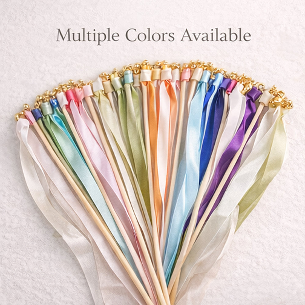 Handmade Elegant Wedding Ribbon Wands with Bells - Fully Customizable