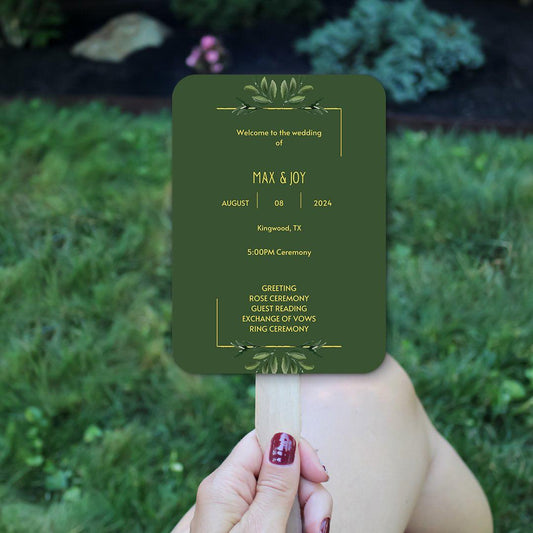 Green Wedding Program Fans for Spring Weddings - Hibrides