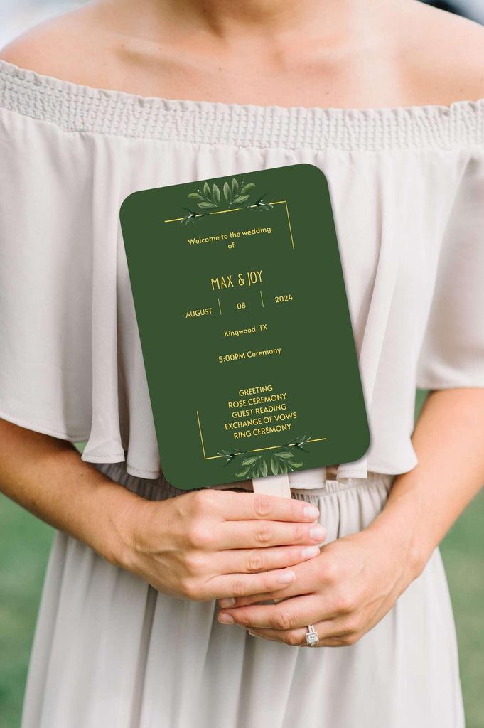 Green Wedding Program Fans for Spring Weddings – Hibrides