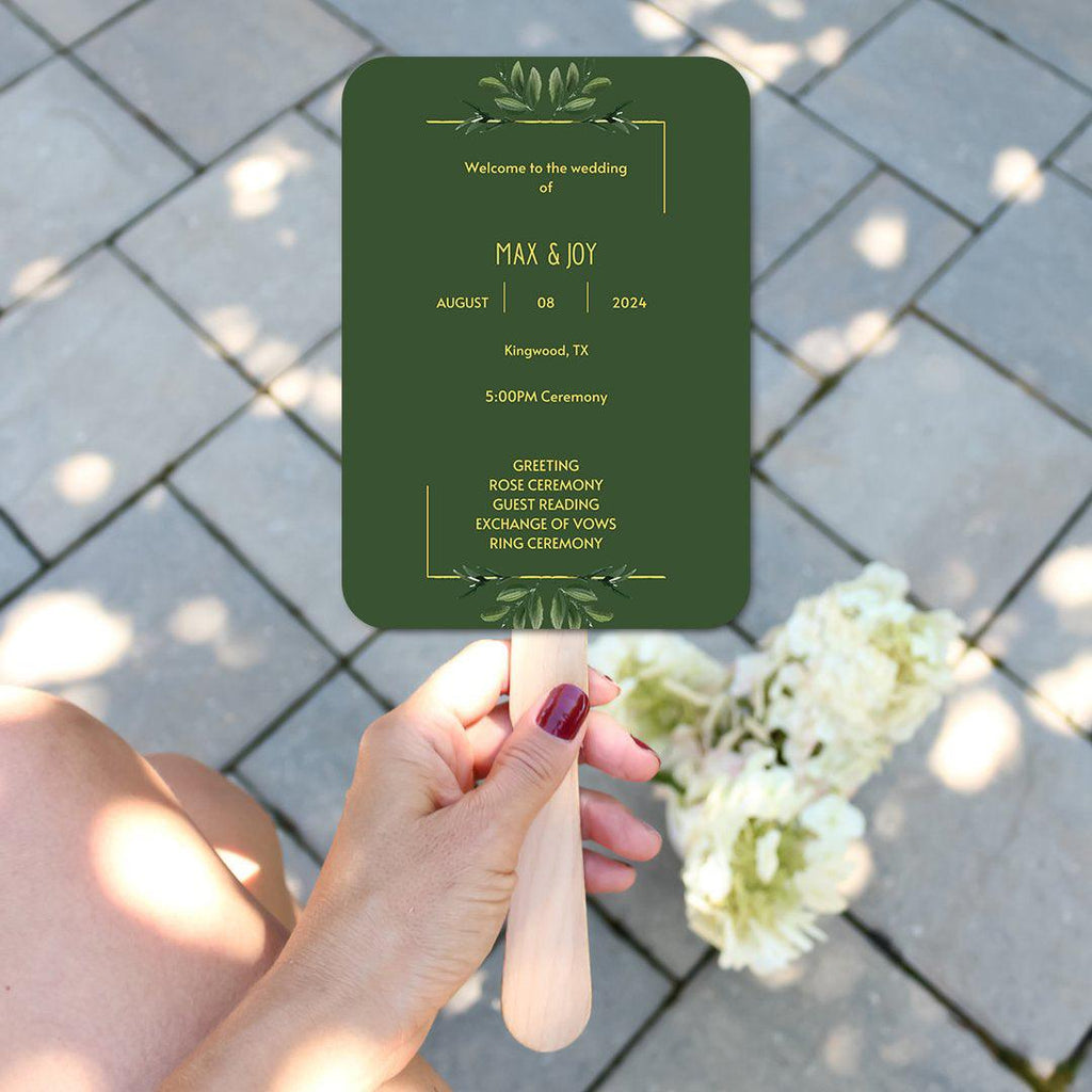 Green Wedding Program Fans for Spring Weddings – Hibrides
