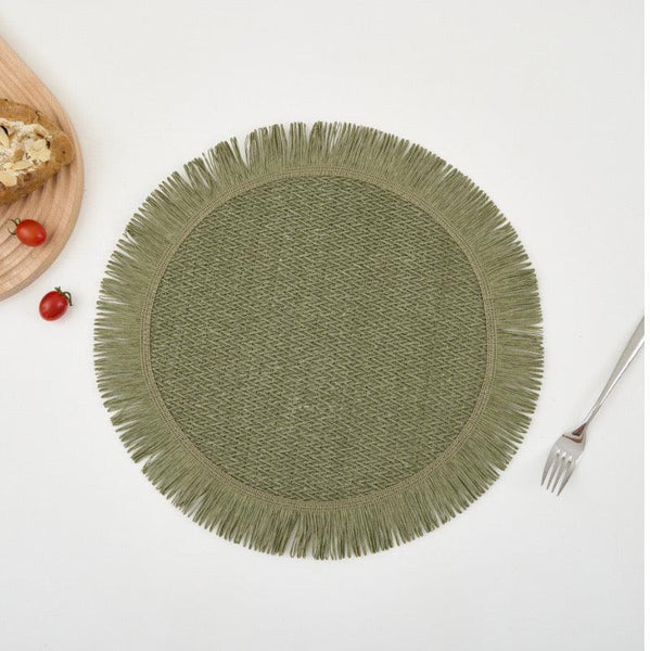 Burlap Round Braided Placemats Set of 12 for Dining Tables 15 Inch Heat Resistant Jute Table Mats for Wedding, Holiday