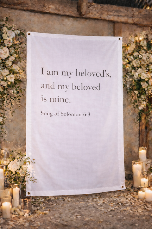 Personalized Wedding Backdrop for Wedding Photography, 'I am my beloved's, and my beloved is mine.'