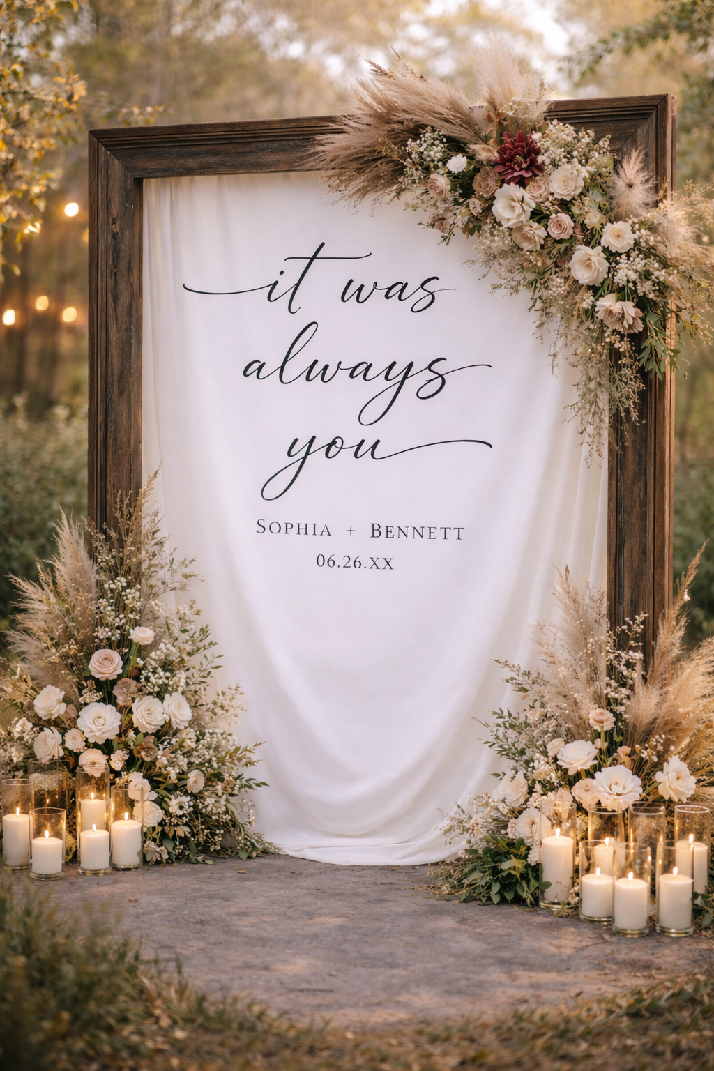 It Was Always You Quote Wedding Backdrop Banner, Outdoor Wedding Ceremony Decorations