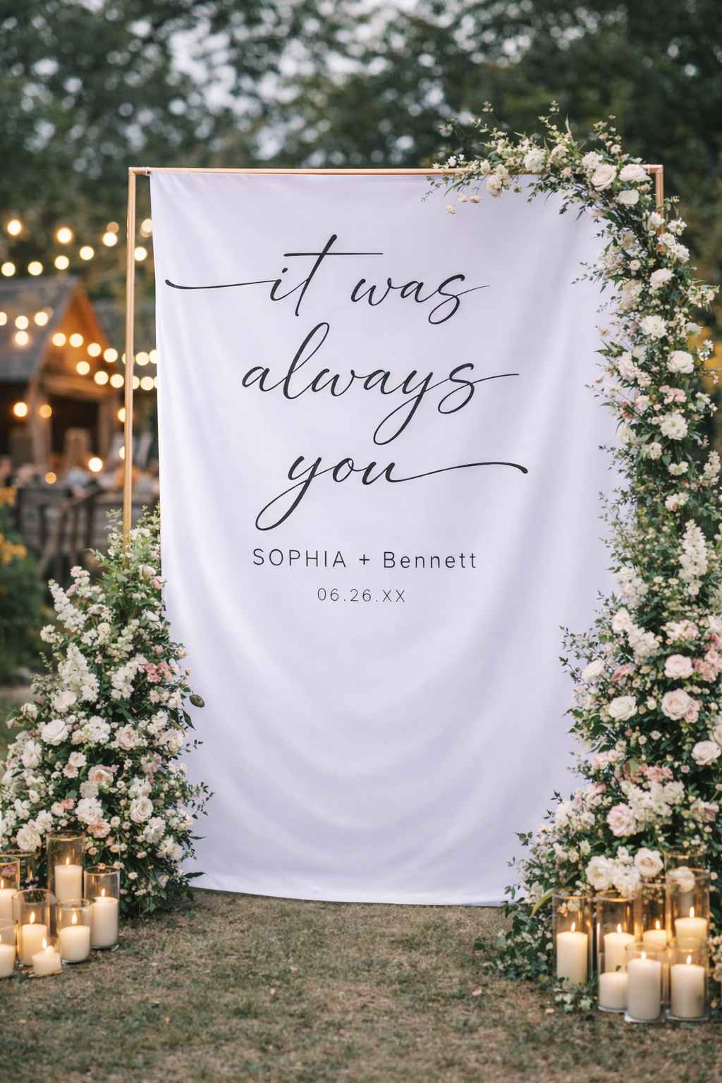 It Was Always You Quote Wedding Backdrop Banner, Outdoor Wedding Ceremony Decorations
