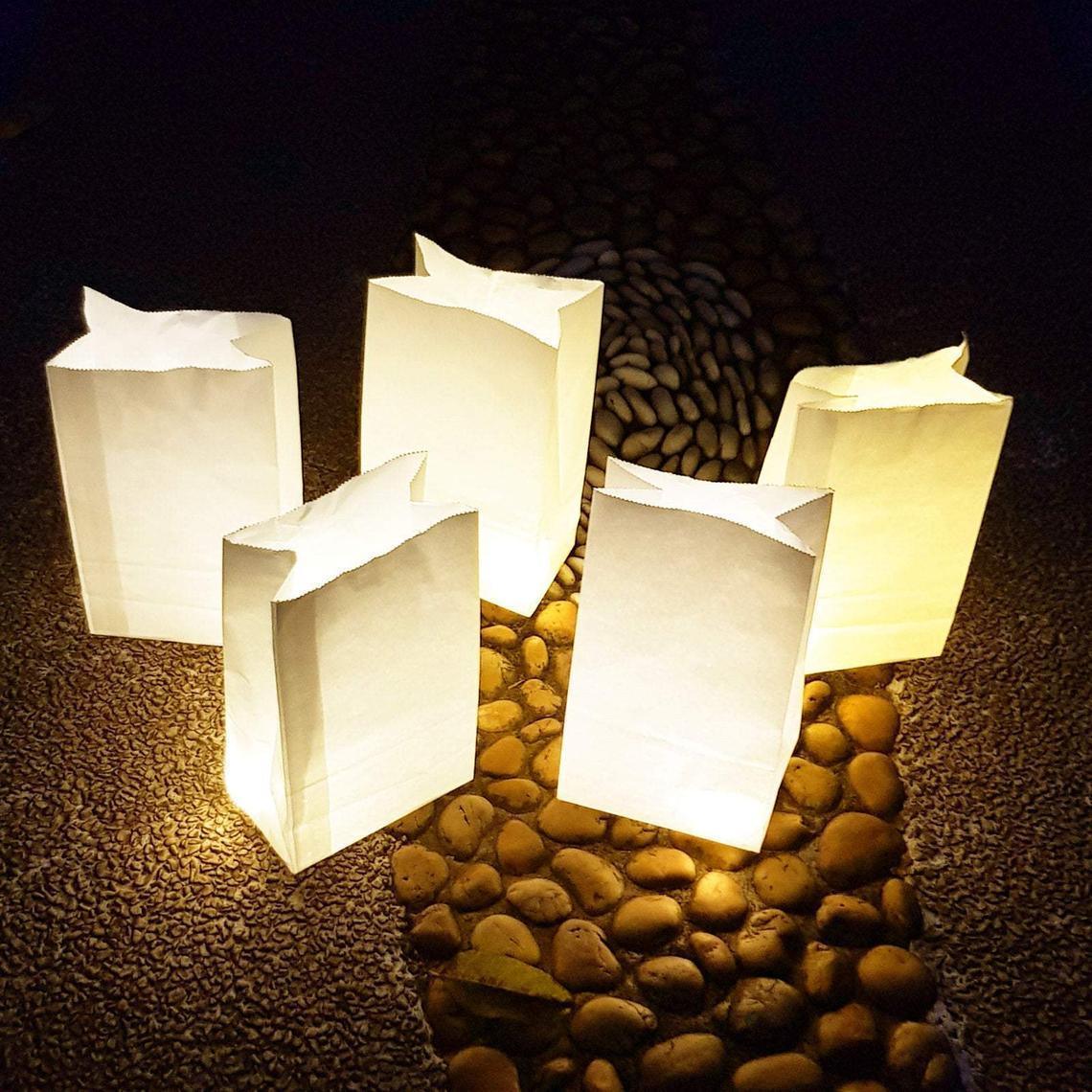 Led Luminaria 50Pcs Light Up Luminaries Warm White Luminary Candle Bags With Lights-For Wedding Aisle, Rustic Wedding Decorations 
