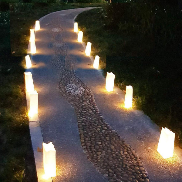 Led Luminaria 50Pcs Light Up Luminaries Warm White Luminary Candle Bags With Lights-For Wedding Aisle, Rustic Wedding Decorations 