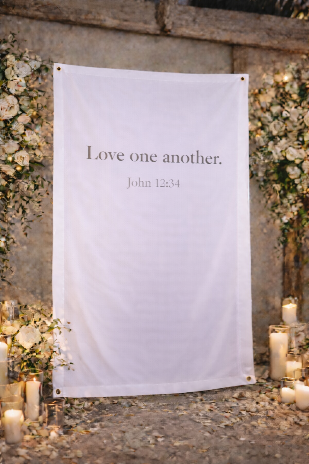 Personalized Wedding Backdrop for Wedding Photography, 'Love one another.' Backdrop