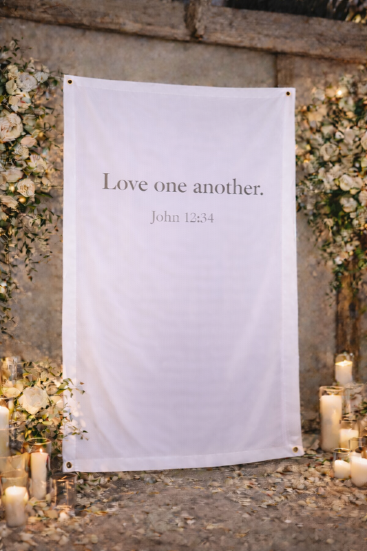 Personalized Wedding Backdrop for Wedding Photography, 'Love one another.' Backdrop