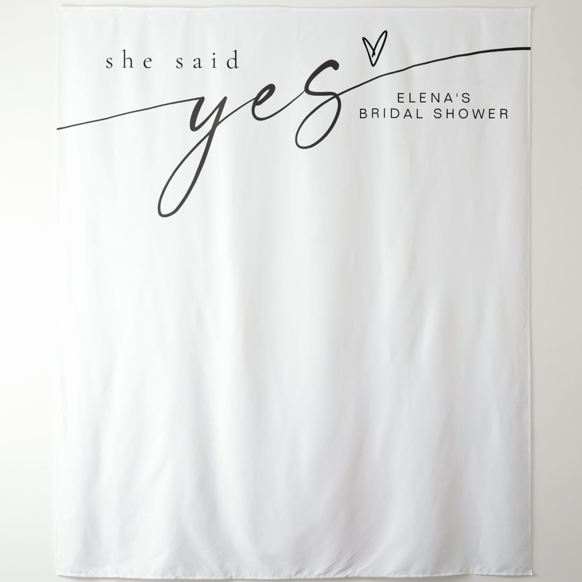 Minimalist Boho She Said Yes Bridal Shower Tapestry, Bridal Shower Backdrop