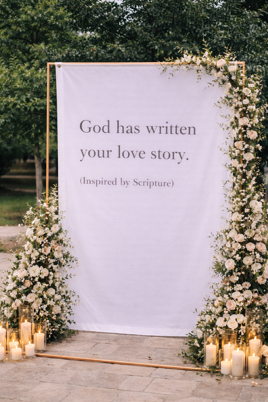 Personalized Wedding Backdrop for Wedding Photography, 'God has written your love story.' Backdrop