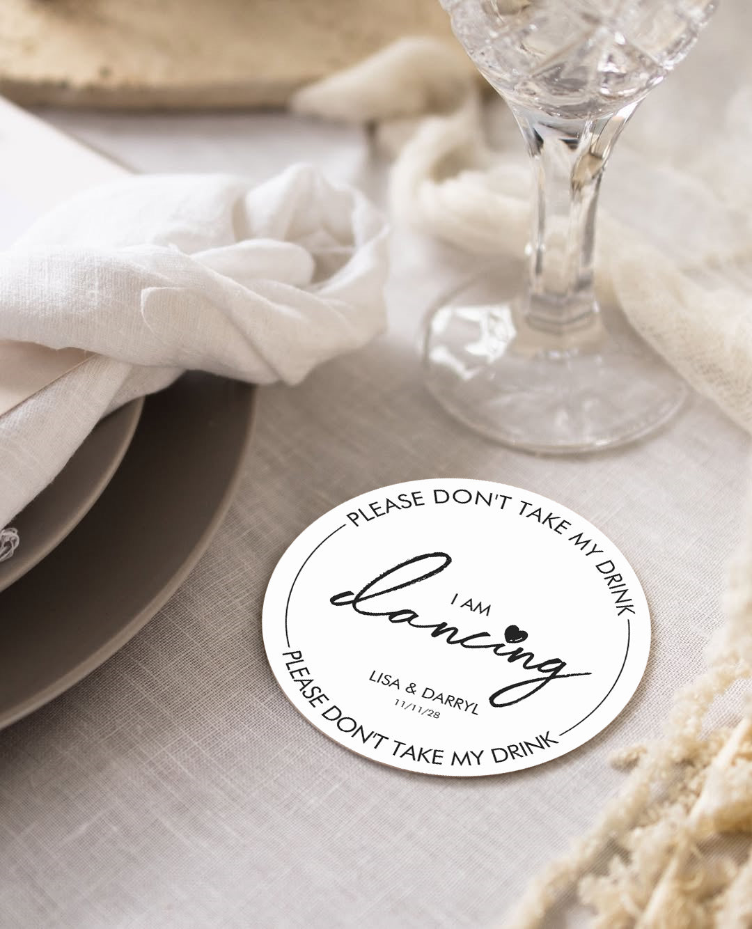 100pcs Please Don't Take My Drink Round Paper Coaster, Minimalist Coaster for Wedding