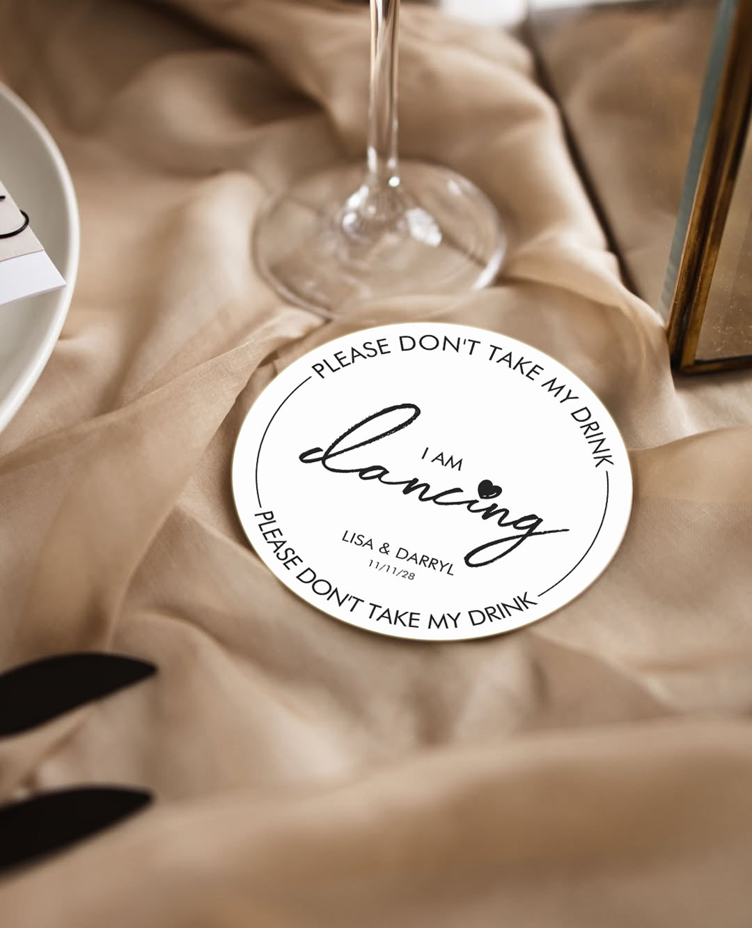 100pcs Please Don't Take My Drink Round Paper Coaster, Minimalist Coaster for Wedding