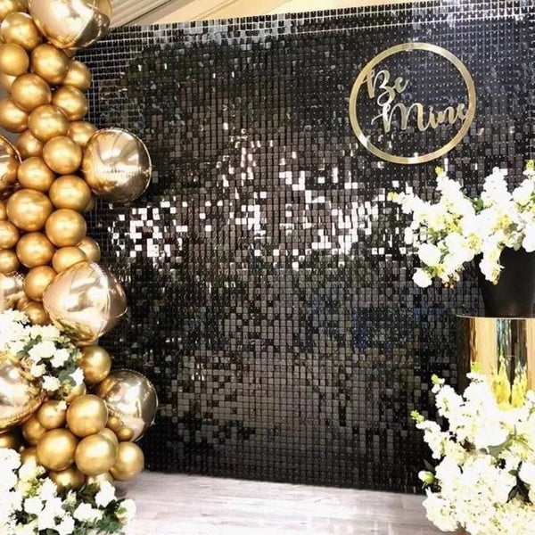 Shimmer Wall Backdrop, Square Sequin Wall Panels Shimmer Backdrop, Easy Setup Birthday/Wedding/Event/Theme Party Decorations 