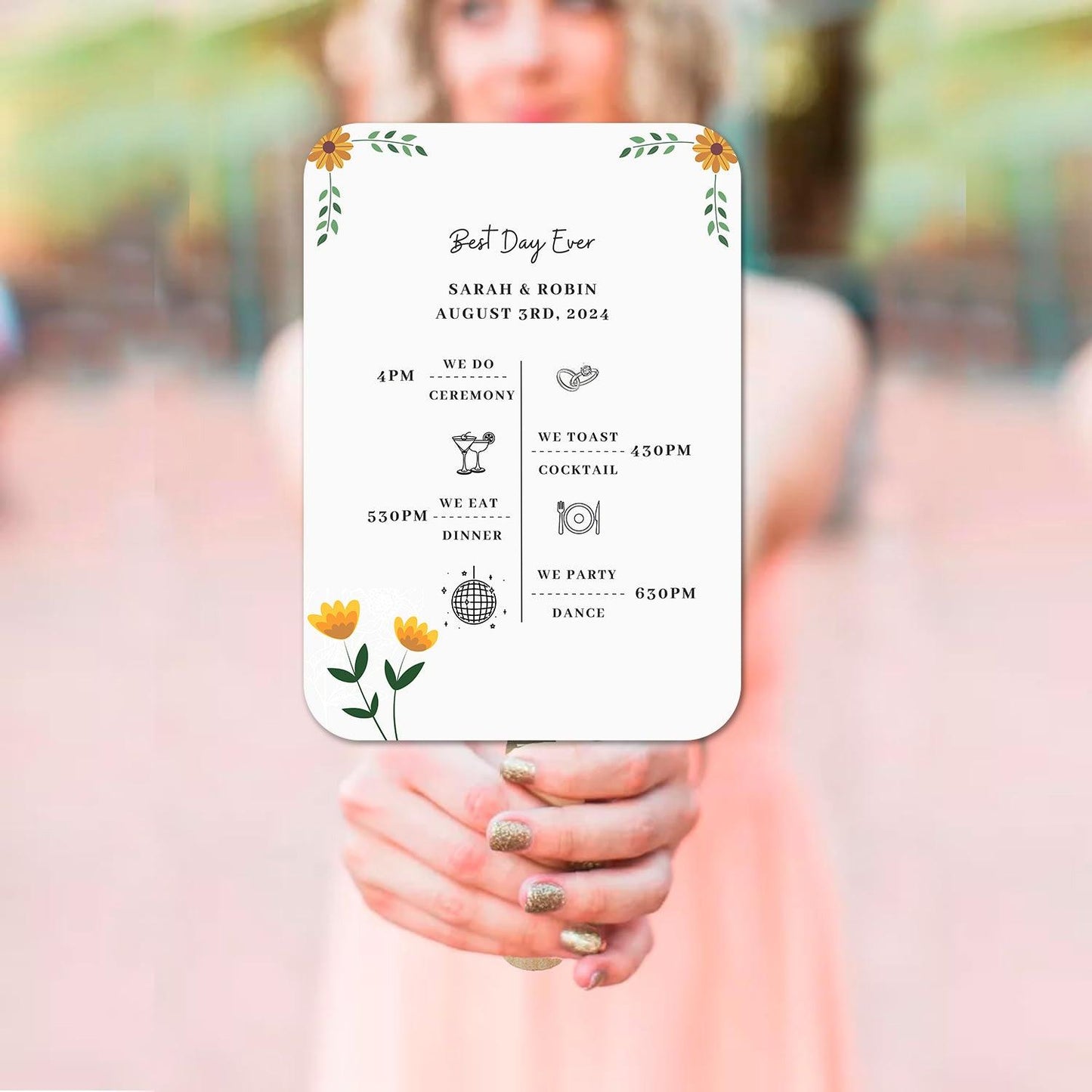 Simple White Wedding Program Fans with Cute Wild Flowers - Hibrides