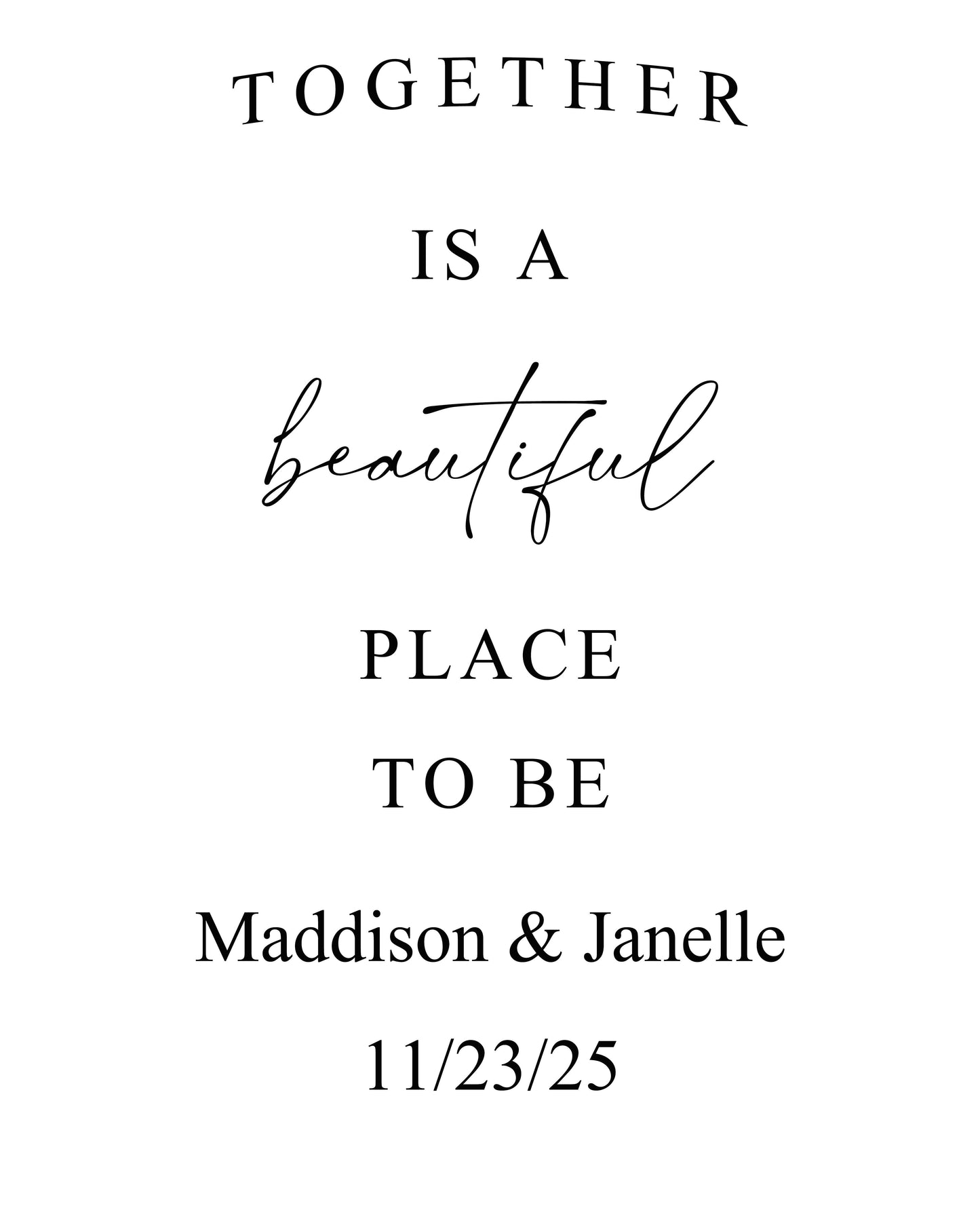 Personalized Wedding Backdrop for Photography, Together Is A Beautiful Place To Be Wedding Sign