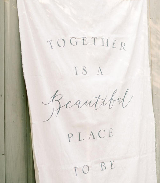 Personalized Wedding Backdrop for Photography, Together Is A Beautiful Place To Be Wedding Sign