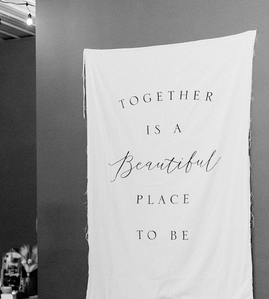 Personalized Wedding Backdrop for Photography, Together Is A Beautiful Place To Be Wedding Sign