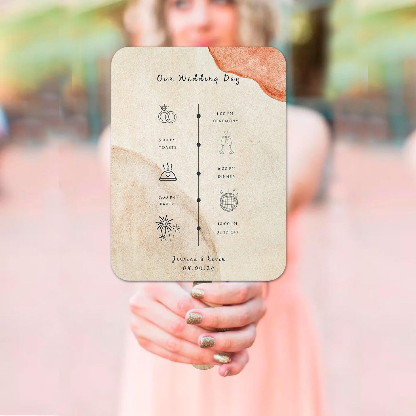 Unique Earthy Wedding Program Fans for Themed Summer Weddings - Hibrides