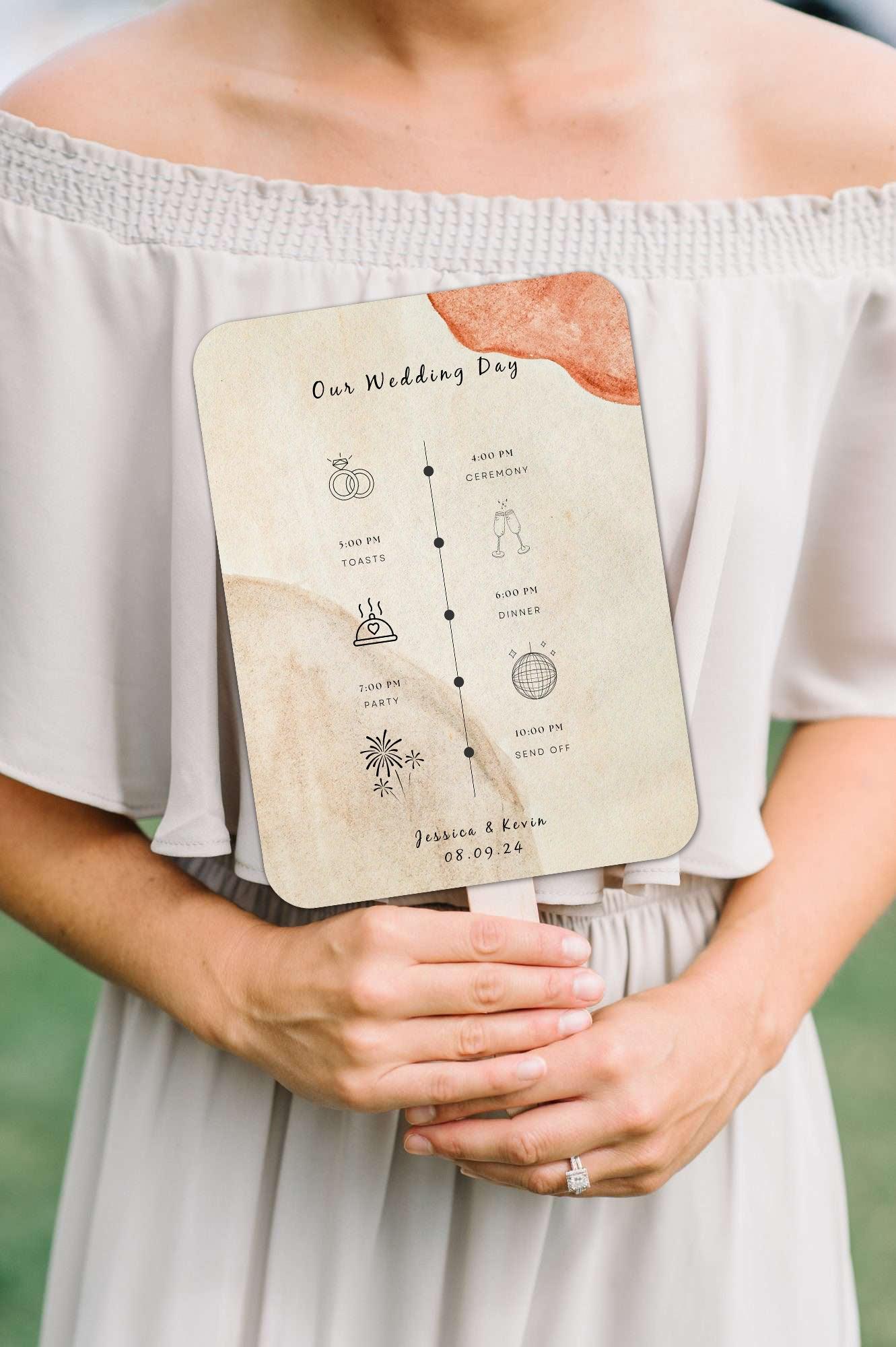 Unique Earthy Wedding Program Fans for Themed Summer Weddings - Hibrides
