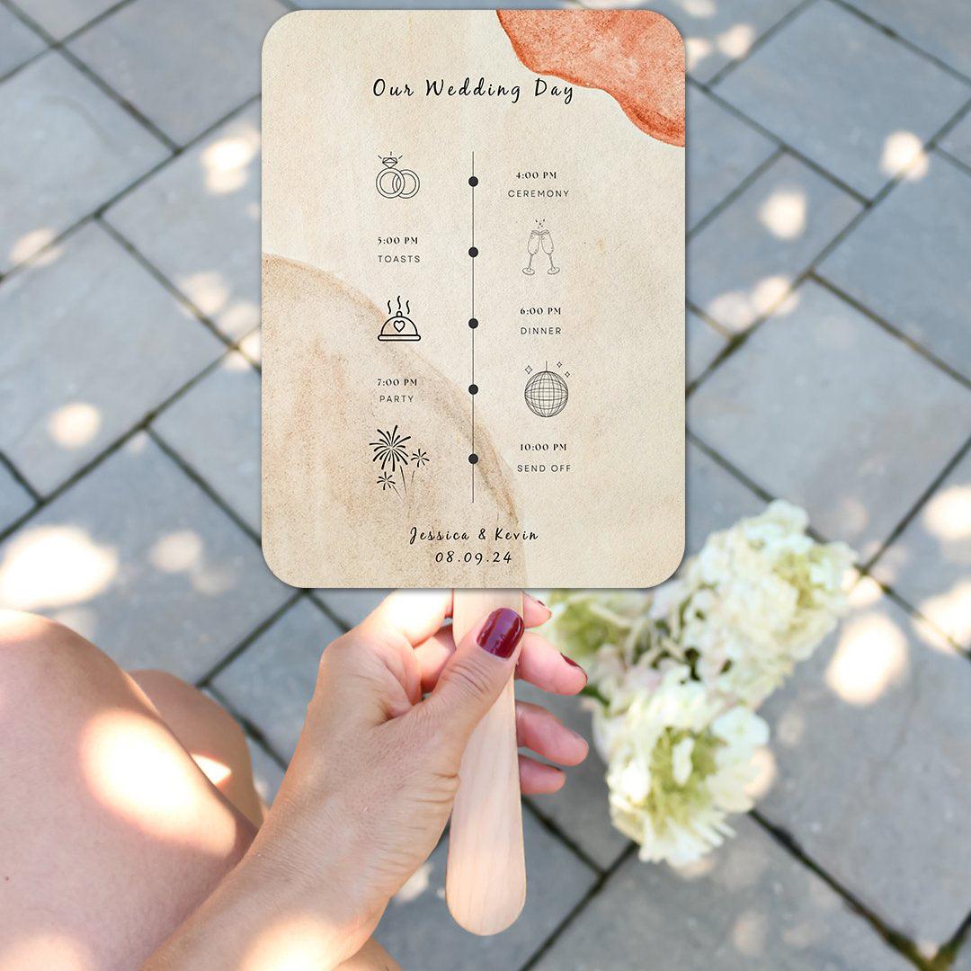 Unique Earthy Wedding Program Fans for Themed Summer Weddings - Hibrides