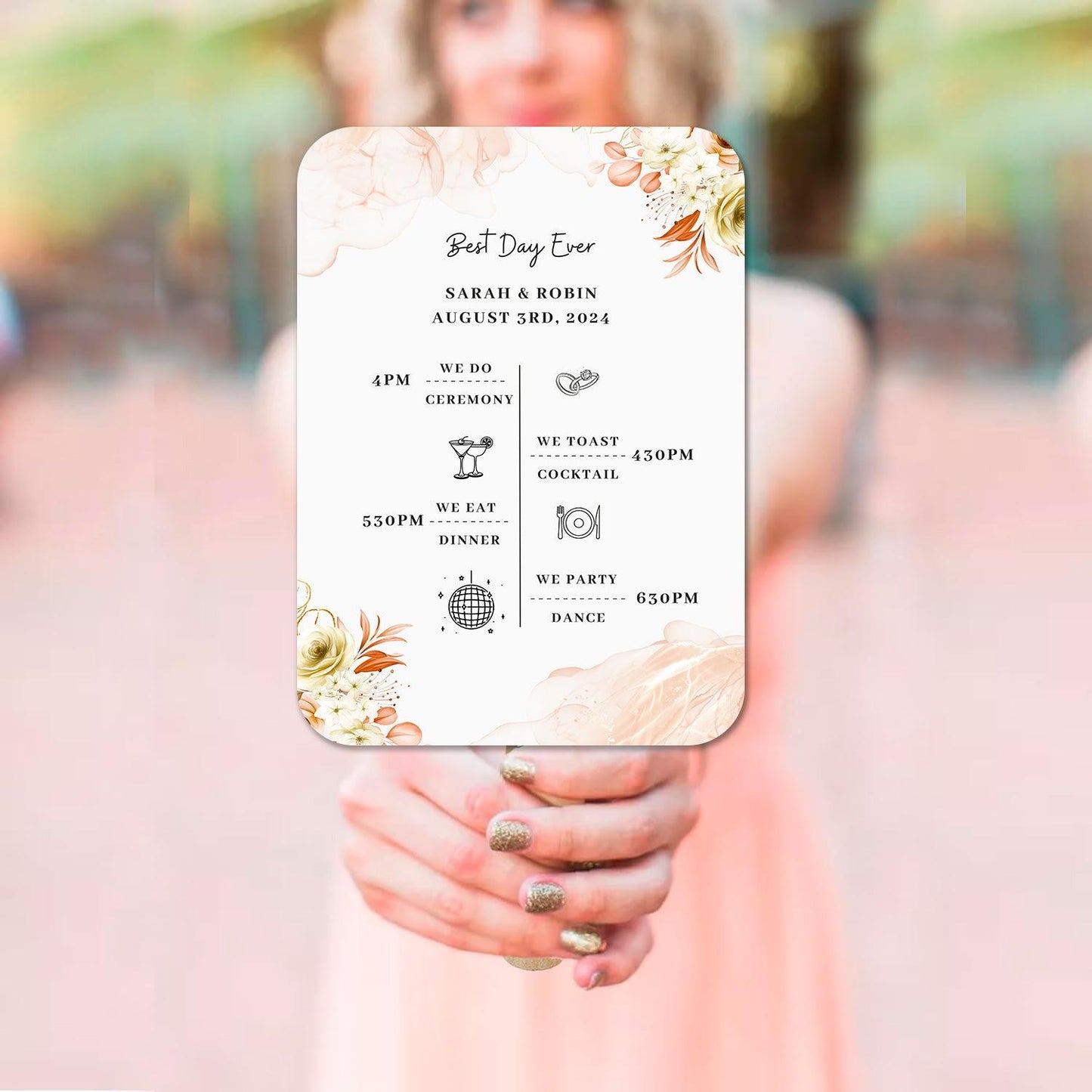 Vintage Floral Wedding Program Fans for Themed Weddings - Hibrides