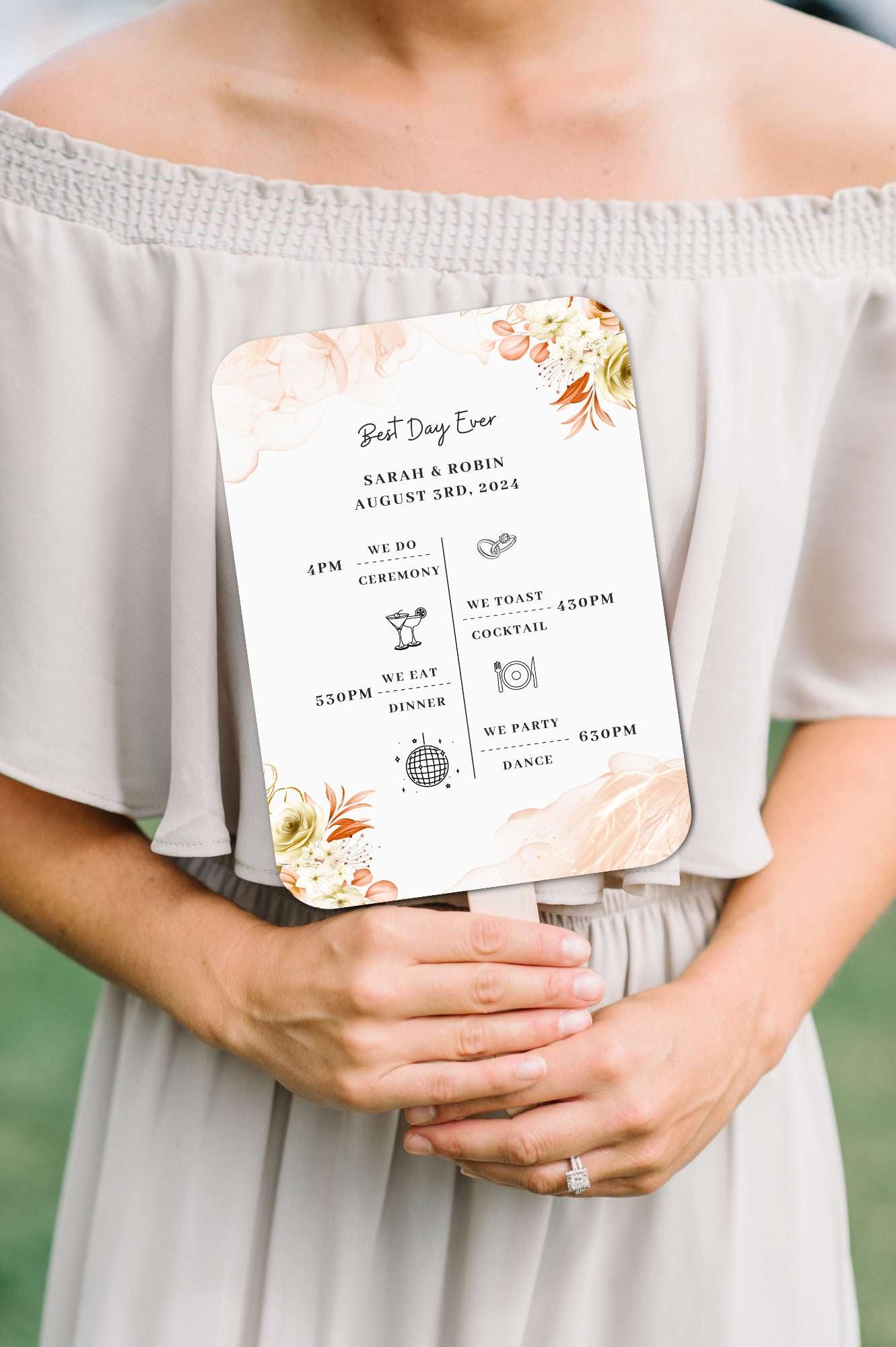 Vintage Floral Wedding Program Fans for Themed Weddings - Hibrides