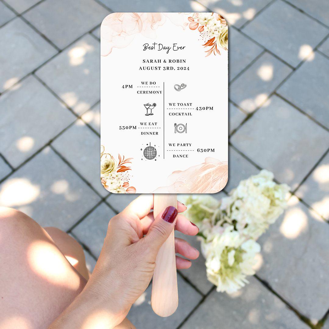 Vintage Floral Wedding Program Fans for Themed Weddings - Hibrides