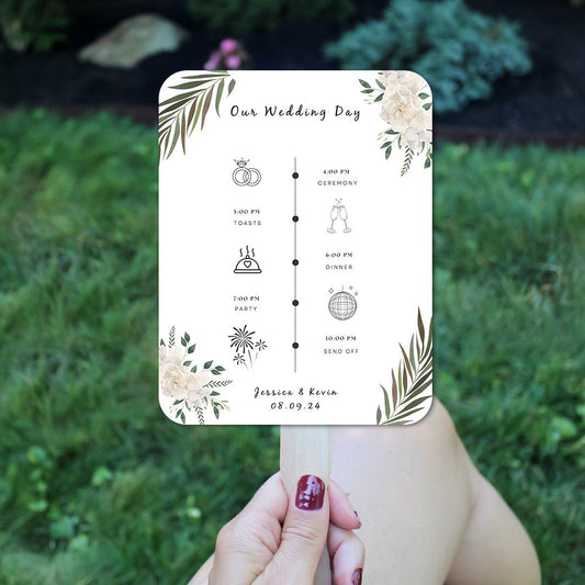 Vintage White Green Flower and Foliage Wedding Program - Hibrides