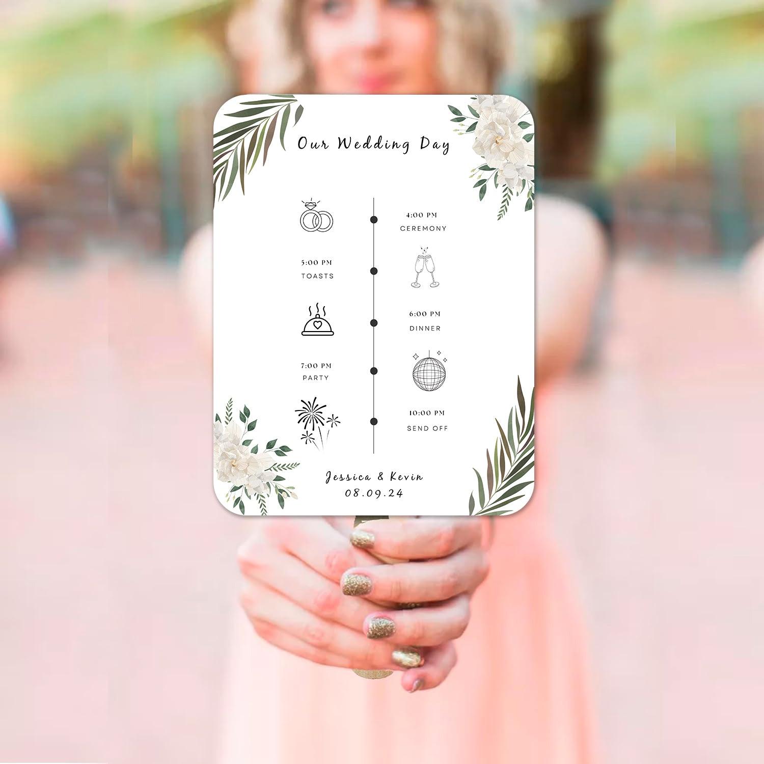 Vintage White Green Flower and Foliage Wedding Program - Hibrides