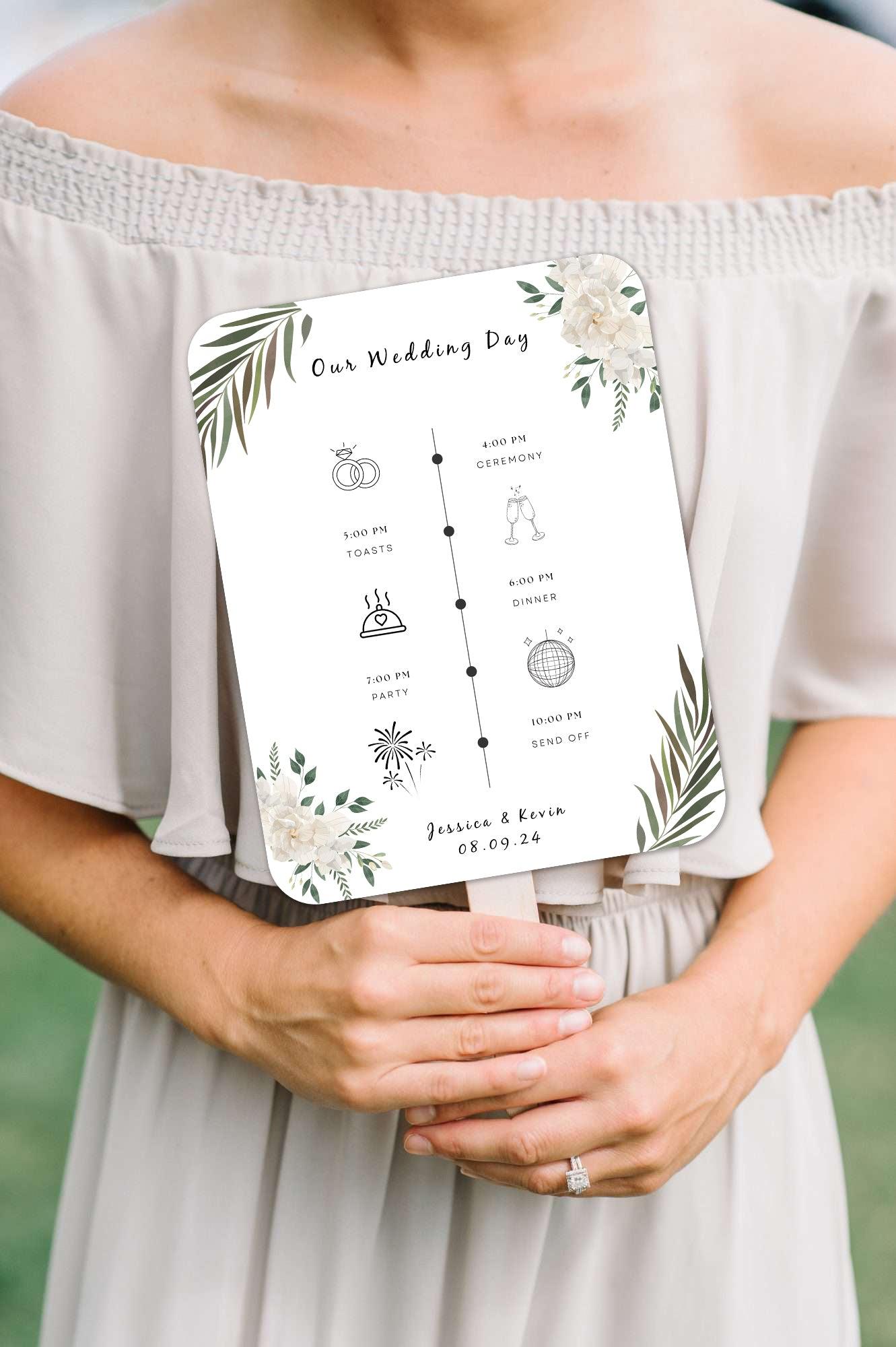 Vintage White Green Flower and Foliage Wedding Program - Hibrides