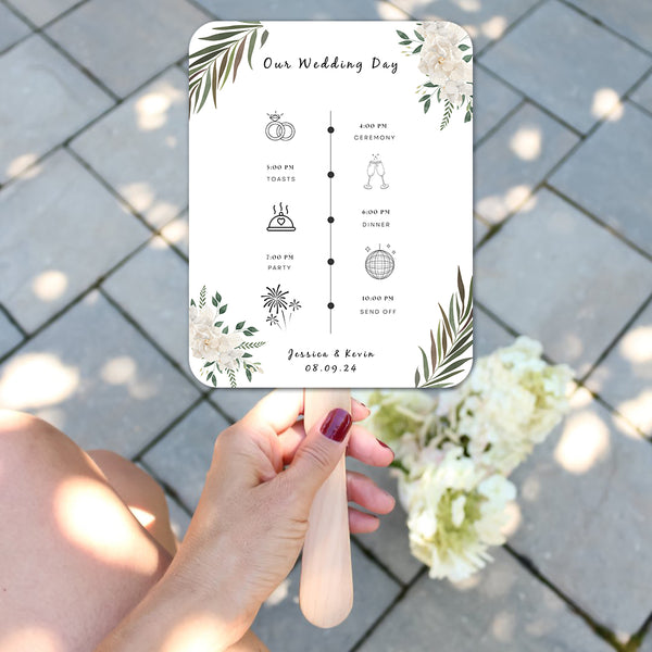 Vintage White Green Flower and Foliage Wedding Program - Hibrides