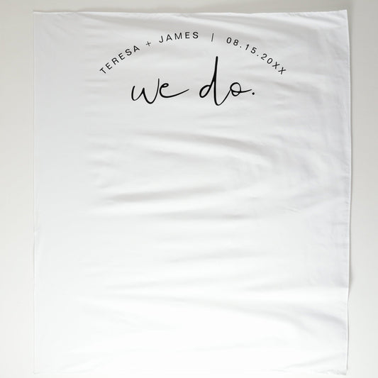 'WE DO' Wedding Photo Backdrop, Modern Minimalist Backdrop Tapestry Outdoor Wedding Ceremony Decorations
