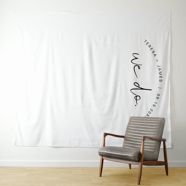 'WE DO' Wedding Photo Backdrop, Modern Minimalist Backdrop Tapestry Outdoor Wedding Ceremony Decorations