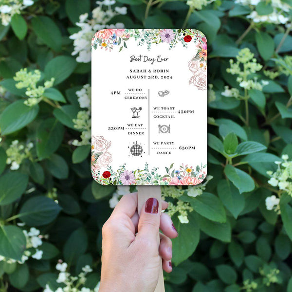 Wedding Program Fans with Wild Flowers Perfect for Outdoor Weddings - Hibrides