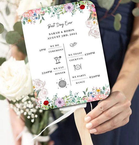 Wedding Program Fans with Wild Flowers Perfect for Outdoor Weddings - Hibrides