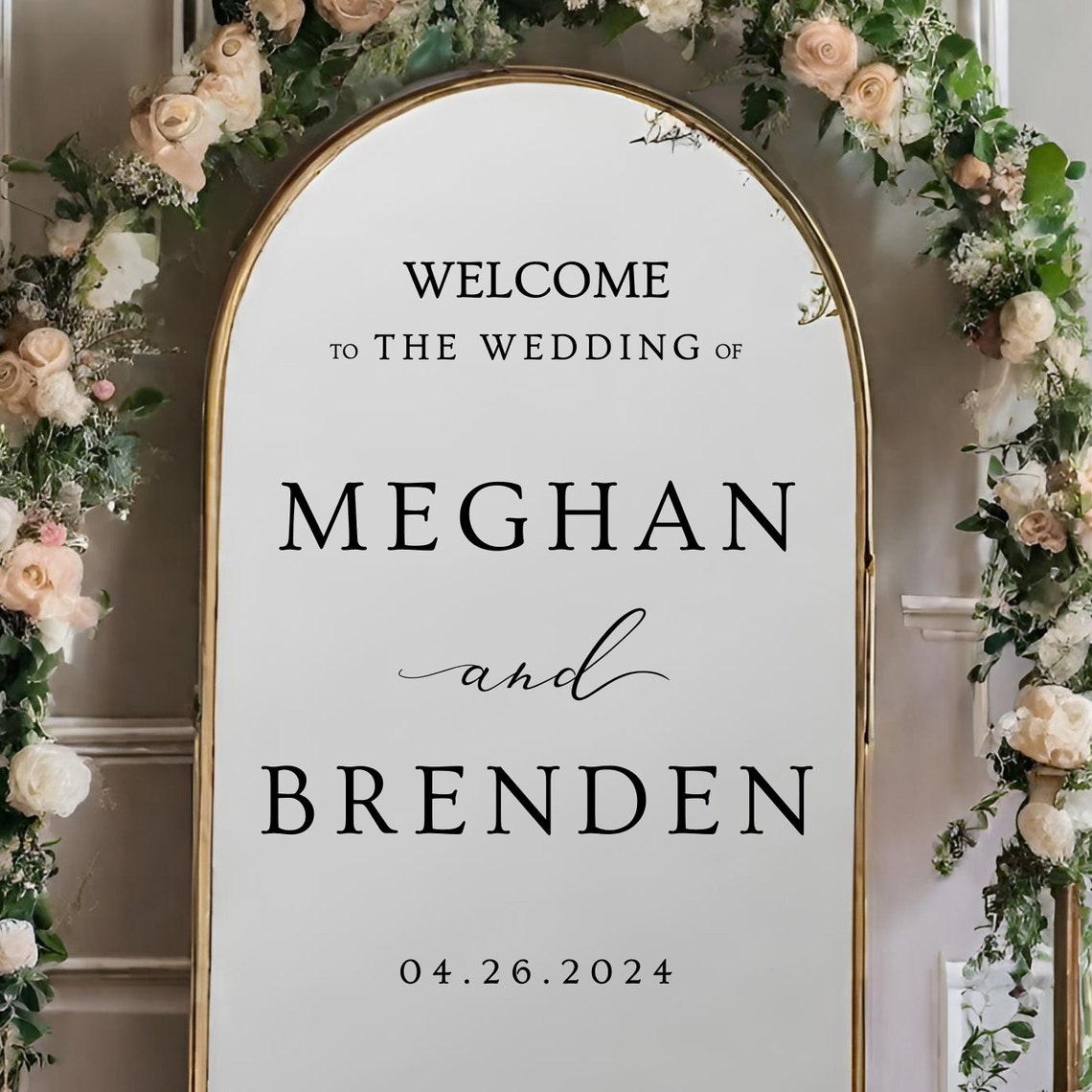 Welcome Wedding Sign Decal | Customizable Names For Wedding Mirror, Acrylic, Cardboard To the Wedding Ceremony Reception