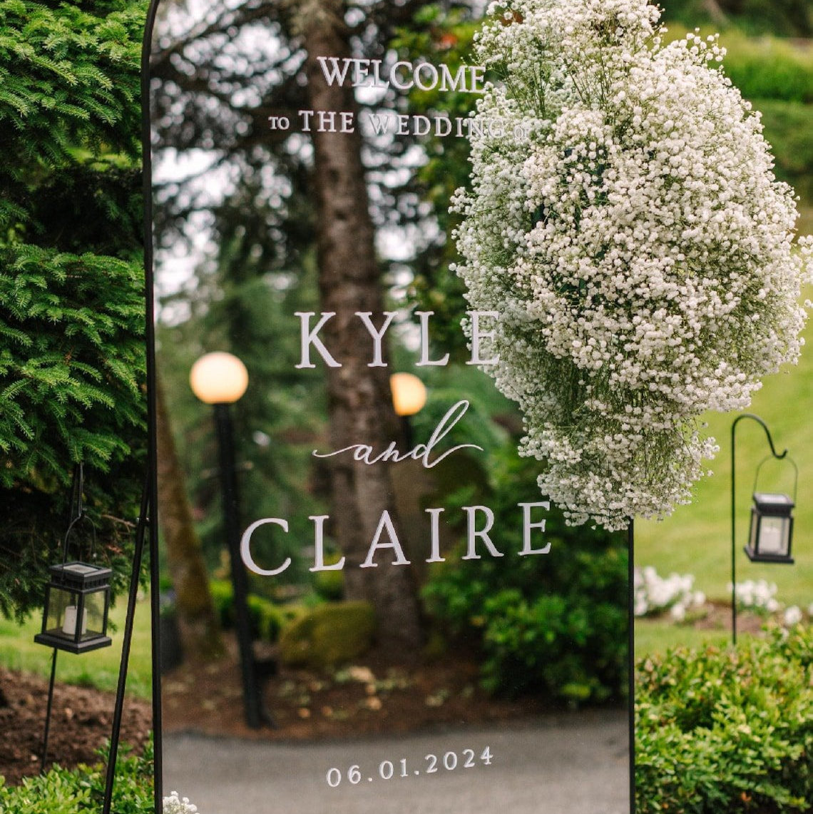 Welcome Wedding Sign Decal | Customizable Names For Wedding Mirror, Acrylic, Cardboard To the Wedding Ceremony Reception