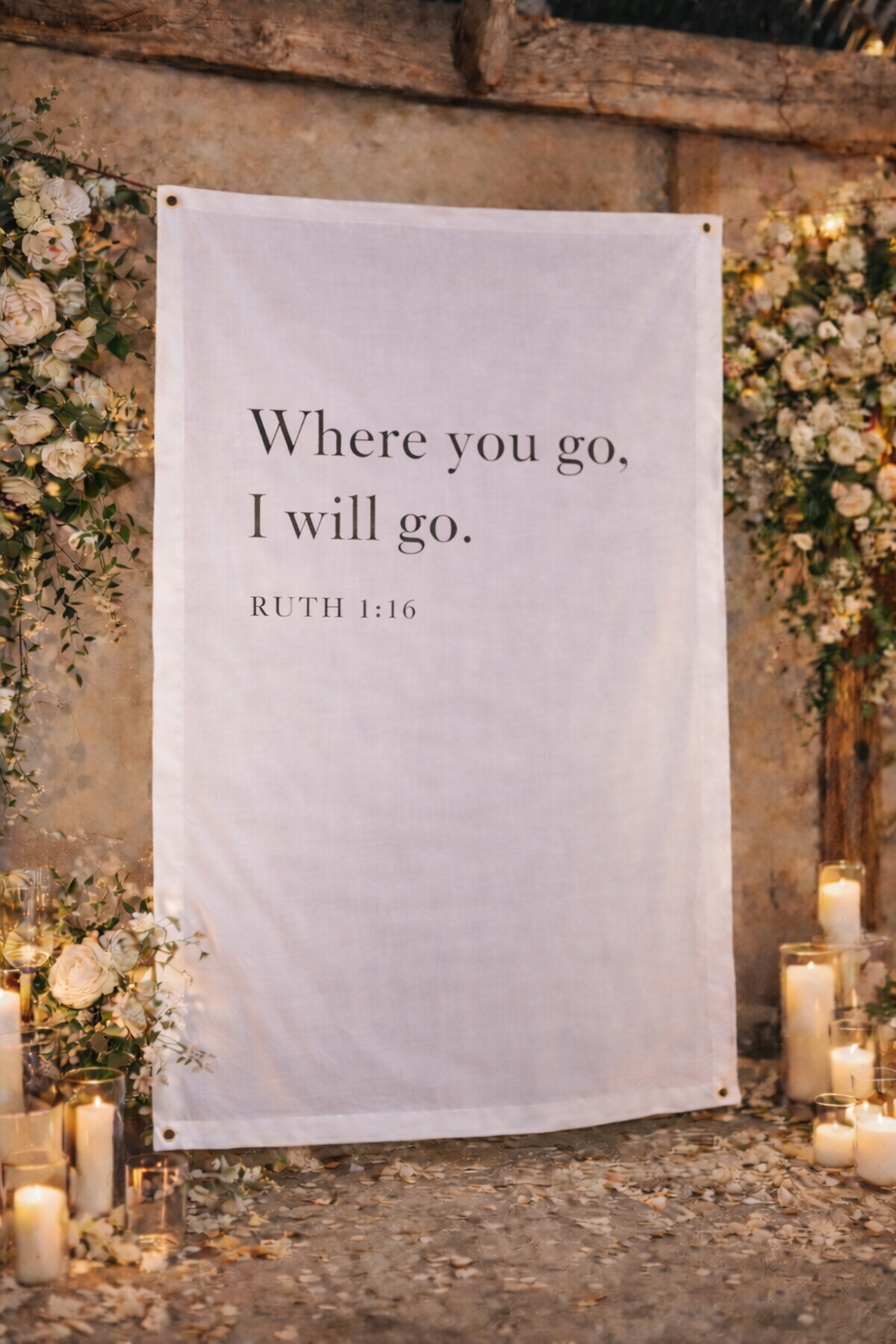 Personalized Wedding Backdrop for Wedding Photography, 'Where you go, I will go.' Backdrop